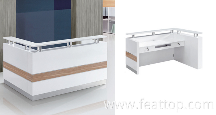 Modern standard size office white front desk reception counter